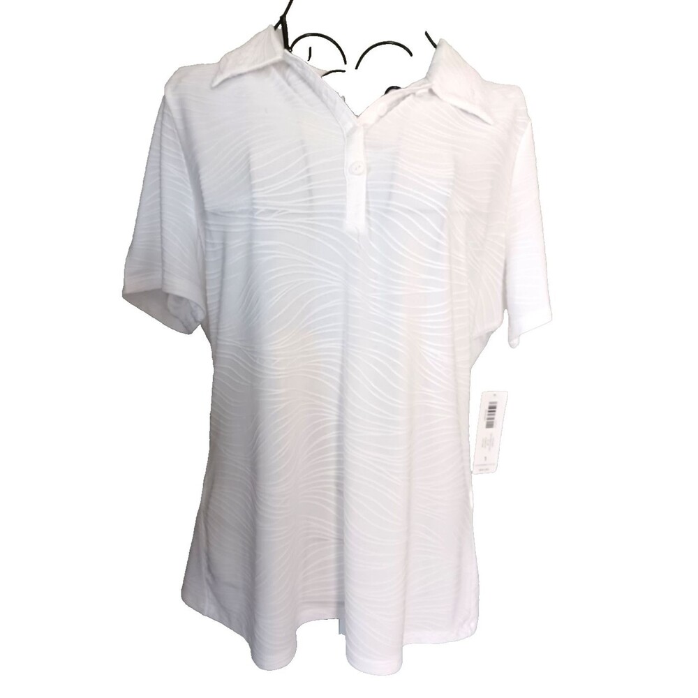 Chicos NWT Weekender Polo Womens Sz M (Chicos 1) Geometric Textured